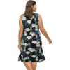 ellos Plus Size Sleeveless Knit Fit and Flare Knit Dress(Black Ivory Floral)
