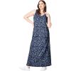 ellos Plus Size Sleeveless Knit Maxi Dress(Navy Print)