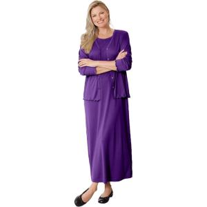 Woman Within Plus Size Lettuce Trim Knit Jacket Dress(Radiant Purple)