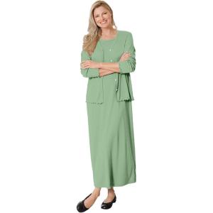 Woman Within Plus Size Lettuce Trim Knit Jacket Dress(Sage)