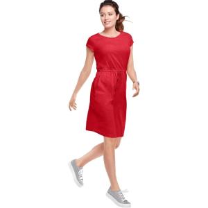 ellos Plus Size Knit Drawstring Dress(Hot Red)