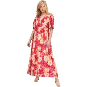 ellos Plus Size Knit Tie-Back Maxi(Pink Multi Floral)