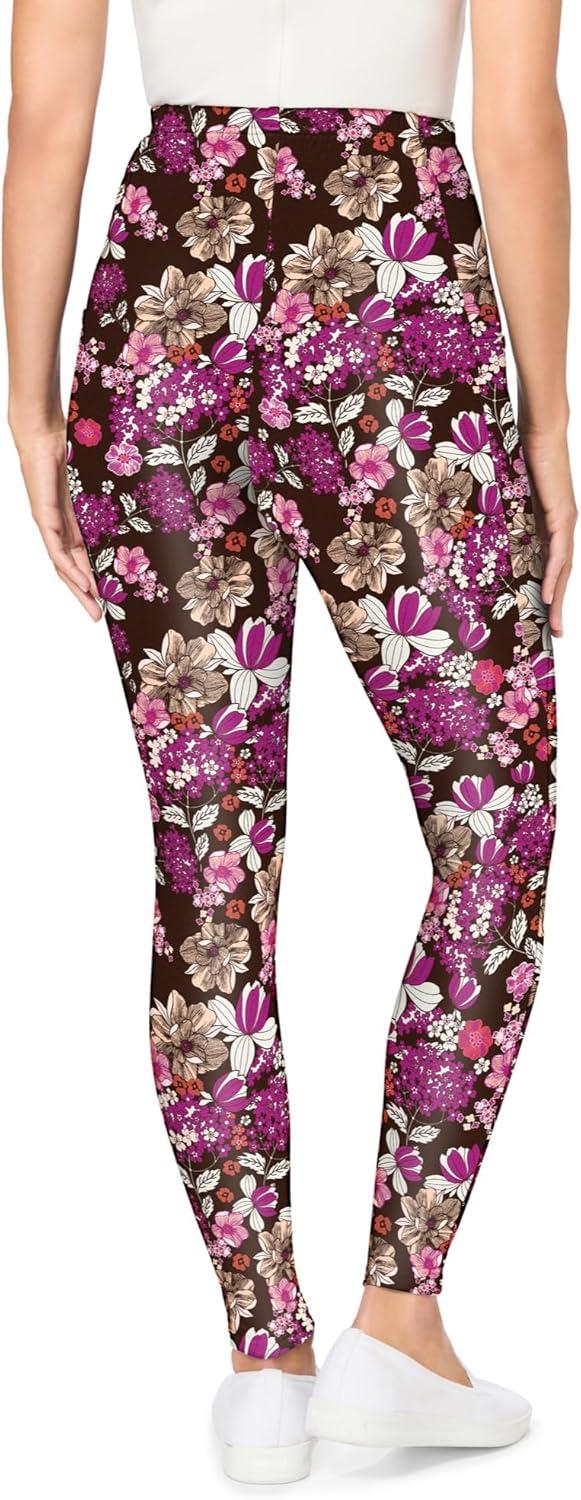 imageWoman Within Plus Size Petite StretchCotton Knit PullOn Printed Pocket LeggingsBlack Berry Garland