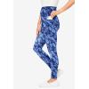 Woman Within Plus Size Petite Stretch-Cotton Knit Pull-On Printed Pocket Leggings(Blue Tie Dye)