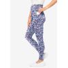 Woman Within Plus Size Petite Stretch-Cotton Knit Pull-On Printed Pocket Leggings(Navy Happy Ditsy)