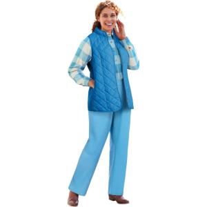 Woman Within Plus Size Zip-Front Quilted Vest Long Lightweight Gilet(Azure Blue)
