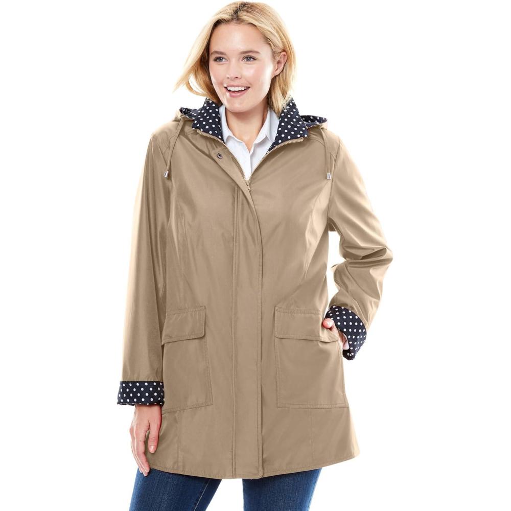 imageWoman Within Plus Size Dot Trim RaincoatNew Khaki