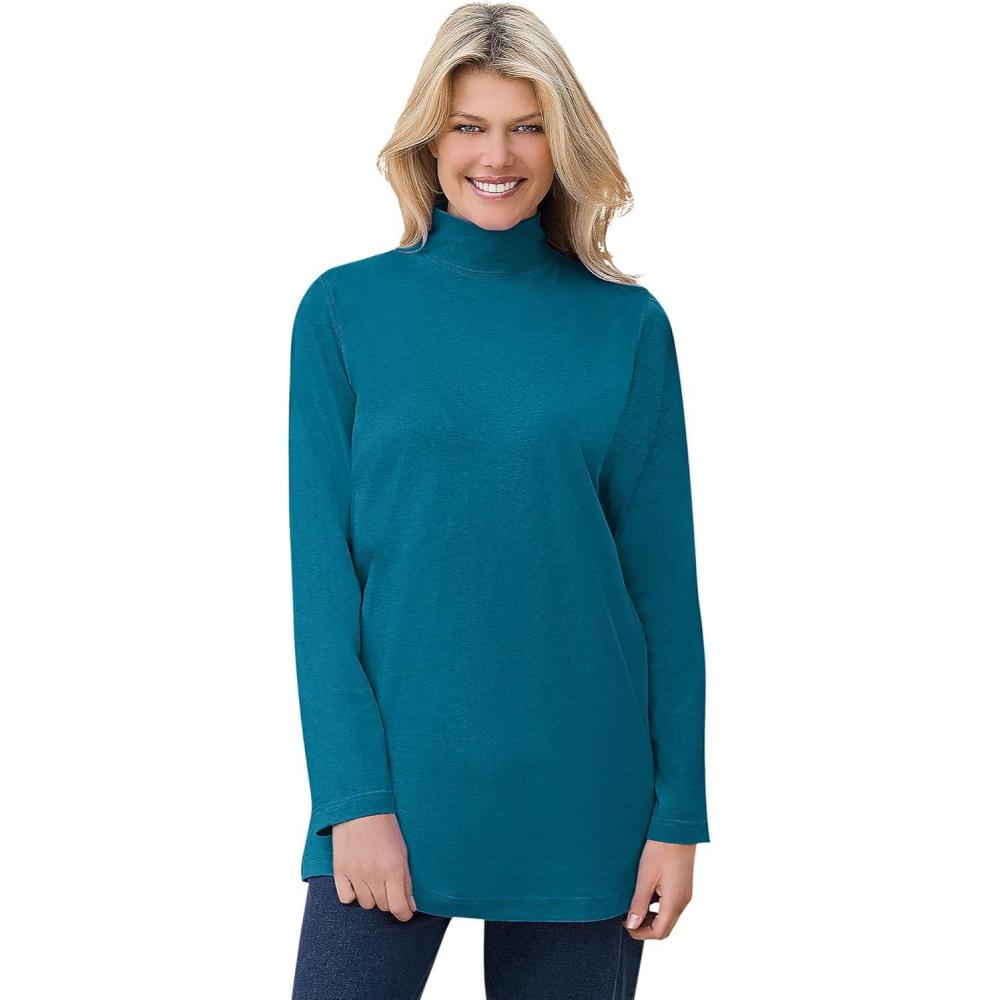 imageWoman Within Plus Size Perfect Mockneck TunicDeep Teal