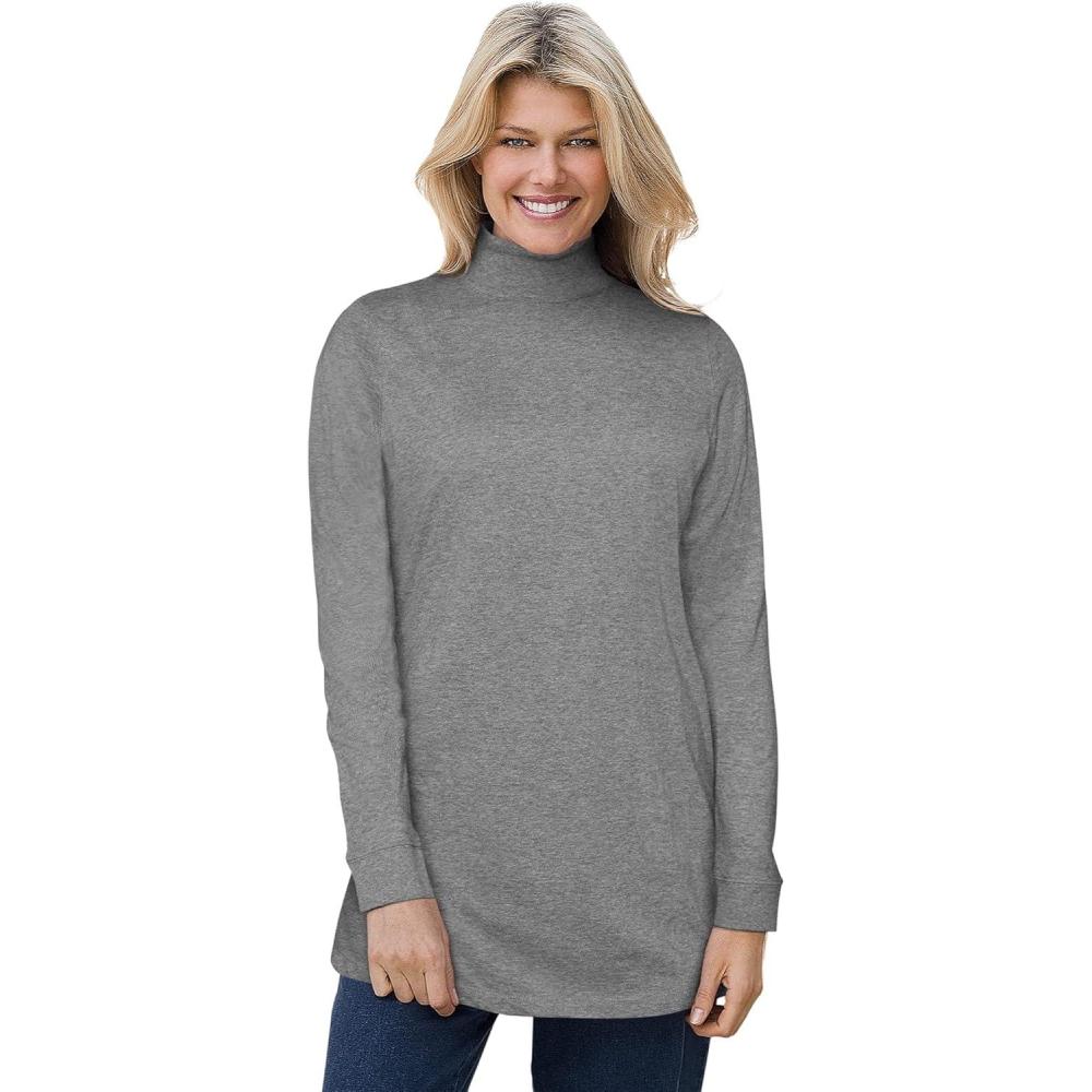 imageWoman Within Plus Size Perfect Mockneck TunicMedium Heather Grey