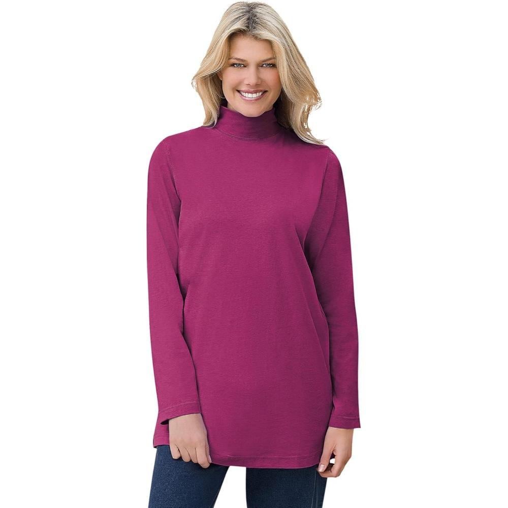 imageWoman Within Plus Size Perfect Mockneck TunicRaspberry