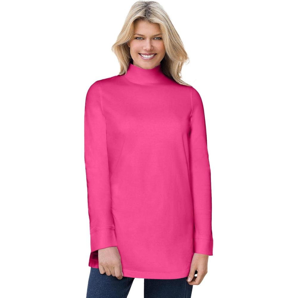 imageWoman Within Plus Size Perfect Mockneck TunicRaspberry Sorbet