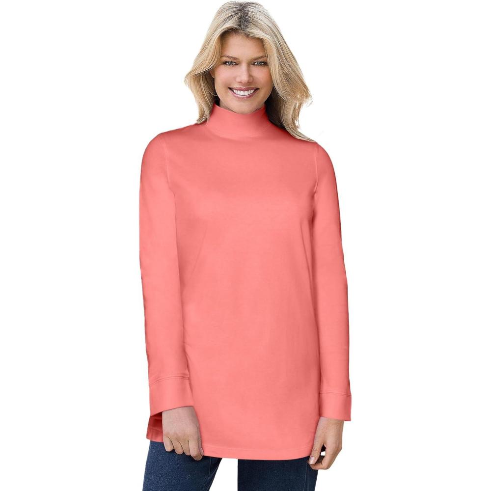 imageWoman Within Plus Size Perfect Mockneck TunicSweet Coral
