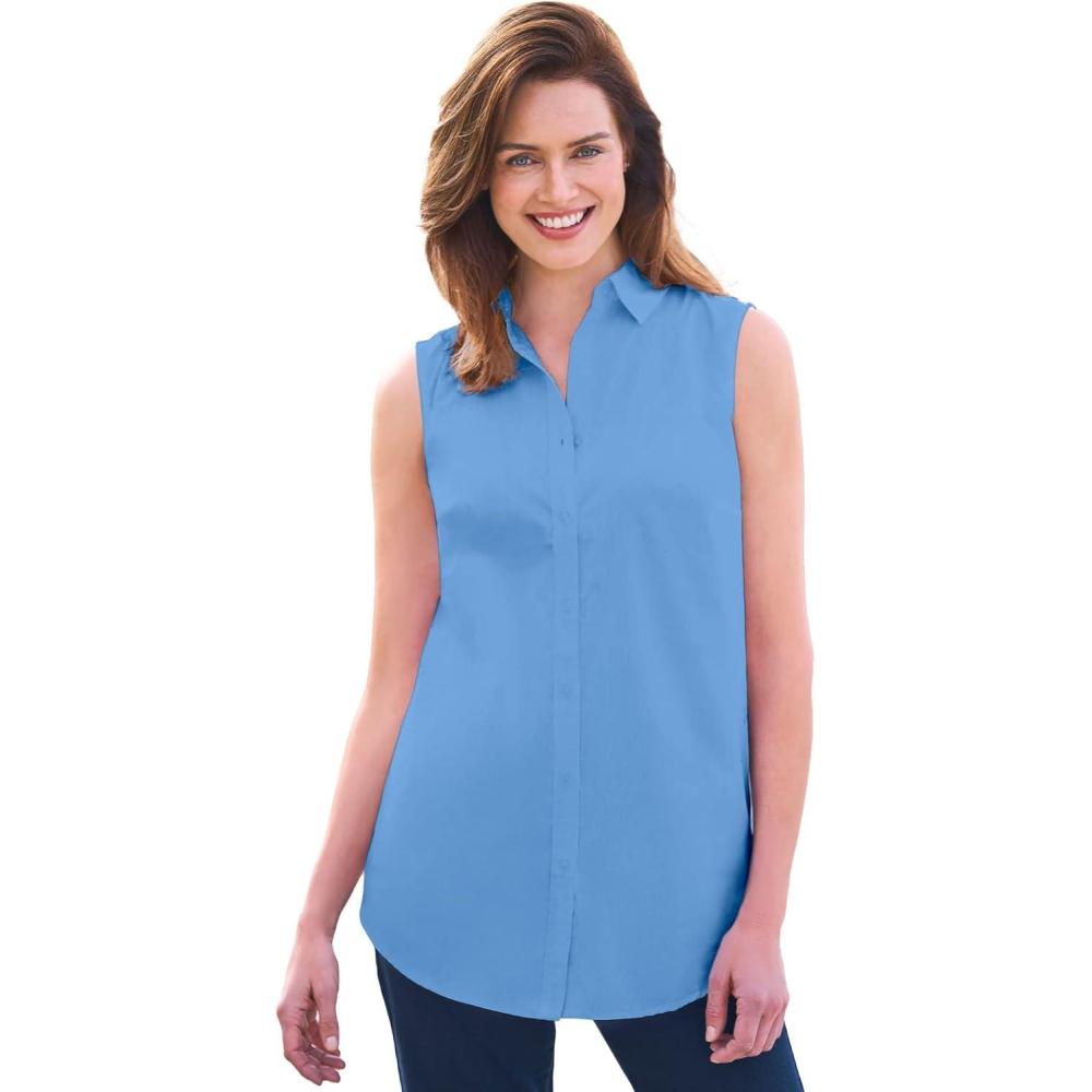 imageWoman Within Plus Size Perfect Sleeveless ShirtFrench Blue
