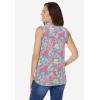 Woman Within Plus Size Perfect Sleeveless Shirt(Azure Watercolor Flower)