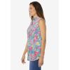 Woman Within Plus Size Perfect Sleeveless Shirt(Azure Watercolor Flower)
