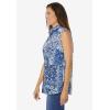 Woman Within Plus Size Perfect Sleeveless Shirt(French Blue Patched Paisley)