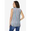 Woman Within Plus Size Perfect Sleeveless Shirt(Multi Stripe)