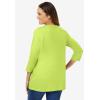 Woman Within Plus Size Perfect Three-Quarter Sleeve V-Neck Tee (Petite Available)(Lime)