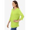 Woman Within Plus Size Perfect Three-Quarter Sleeve V-Neck Tee (Petite Available)(Lime)