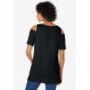 Woman Within Plus Size Short-Sleeve Cold-Shoulder Tee(Black)