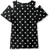 Woman Within Plus Size Short-Sleeve Cold-Shoulder Tee(Black White Dot)
