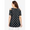 Woman Within Plus Size Short-Sleeve Cold-Shoulder Tee(Black White Dot)