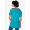 Woman Within Plus Size Short-Sleeve Cold-Shoulder Tee(Pretty Turquoise)