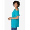 Woman Within Plus Size Short-Sleeve Cold-Shoulder Tee(Pretty Turquoise)