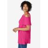 Woman Within Plus Size Short-Sleeve Cold-Shoulder Tee(Raspberry Sorbet)