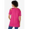 Woman Within Plus Size Short-Sleeve Cold-Shoulder Tee(Raspberry Sorbet)