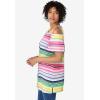 Woman Within Plus Size Short-Sleeve Cold-Shoulder Tee(White Charming Stripe)
