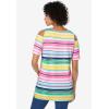 Woman Within Plus Size Short-Sleeve Cold-Shoulder Tee(White Charming Stripe)