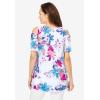 Woman Within Plus Size Short-Sleeve Cold-Shoulder Tee(White Multi Flower)