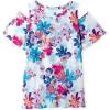 Woman Within Plus Size Short-Sleeve Cold-Shoulder Tee(White Multi Flower)