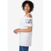 Woman Within Plus Size Short-Sleeve Cold-Shoulder Tee(White Rose Embroidery)