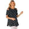 Woman Within Plus Size Short-Sleeve Cold-Shoulder Tee(Black White Dot)