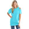 Woman Within Plus Size Short-Sleeve Cold-Shoulder Tee(Pretty Turquoise)