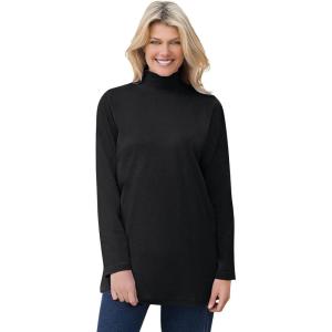 Woman Within Plus Size Perfect Mockneck Tunic(Black)