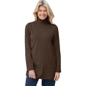 Woman Within Plus Size Perfect Mockneck Tunic(Chocolate)