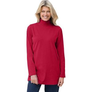 Woman Within Plus Size Perfect Mockneck Tunic(Classic Red)