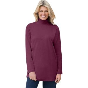 Woman Within Plus Size Perfect Mockneck Tunic(Deep Claret)
