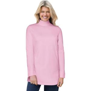 Woman Within Plus Size Perfect Mockneck Tunic(Pink)