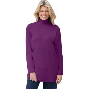 Woman Within Plus Size Perfect Mockneck Tunic(Plum Purple)