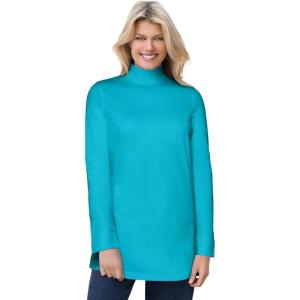 Woman Within Plus Size Perfect Mockneck Tunic(Pretty Turquoise)