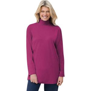 Woman Within Plus Size Perfect Mockneck Tunic(Raspberry)