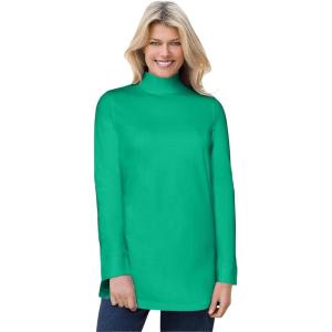 Woman Within Plus Size Perfect Mockneck Tunic(Tropical Emerald)