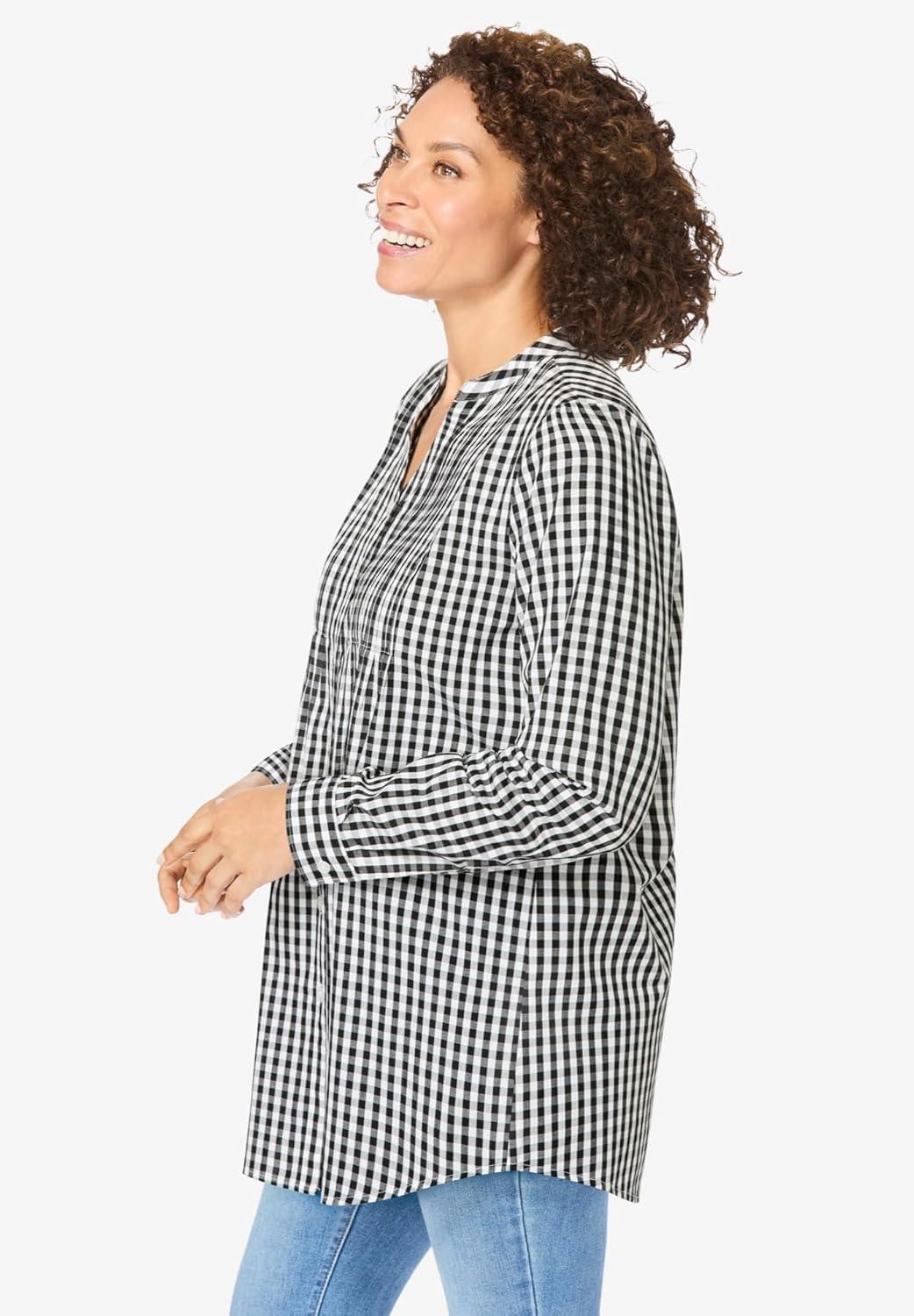 imageWoman Within Plus Size Perfect Pintuck TunicBlack Gingham