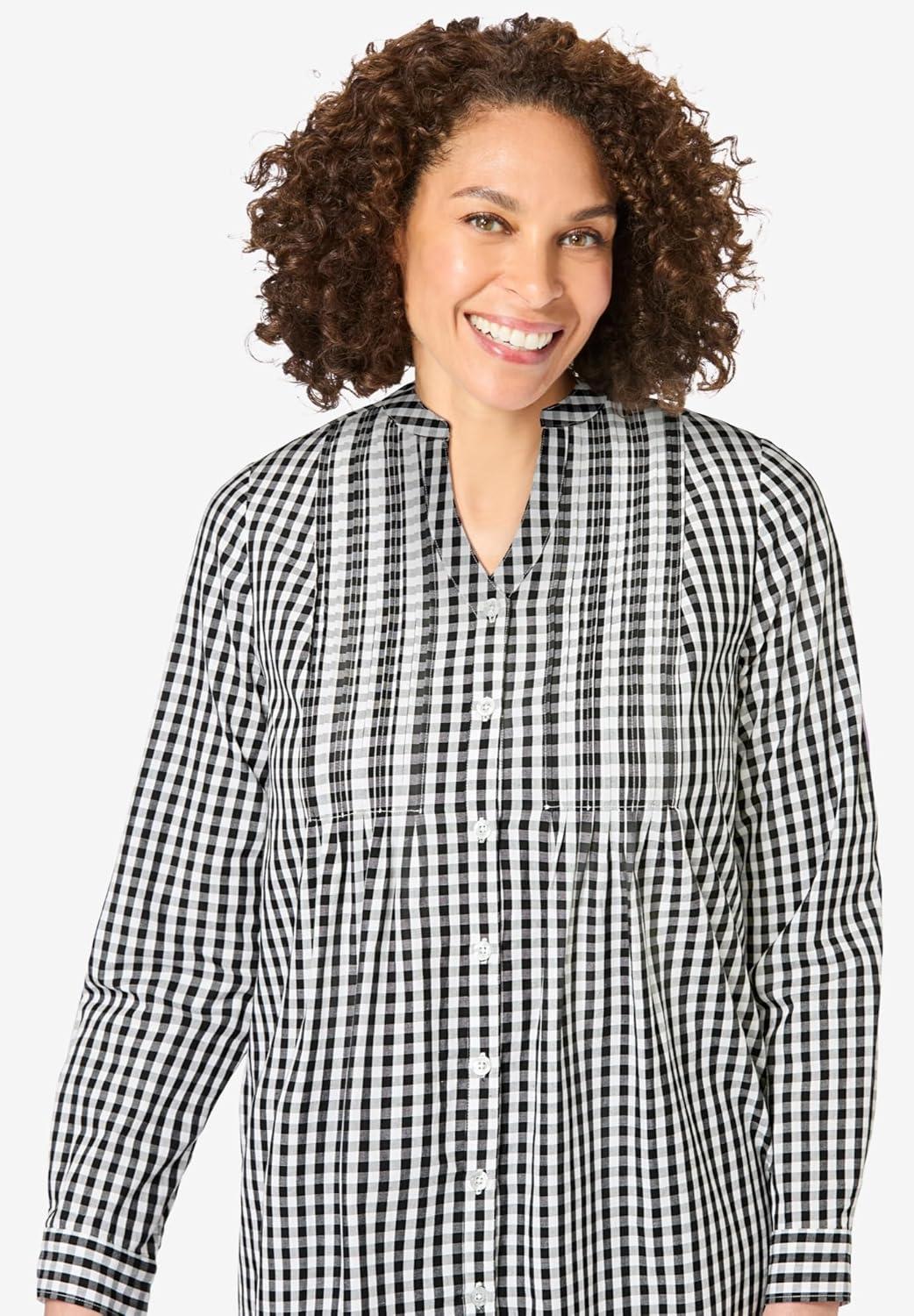 imageWoman Within Plus Size Perfect Pintuck TunicBlack Gingham