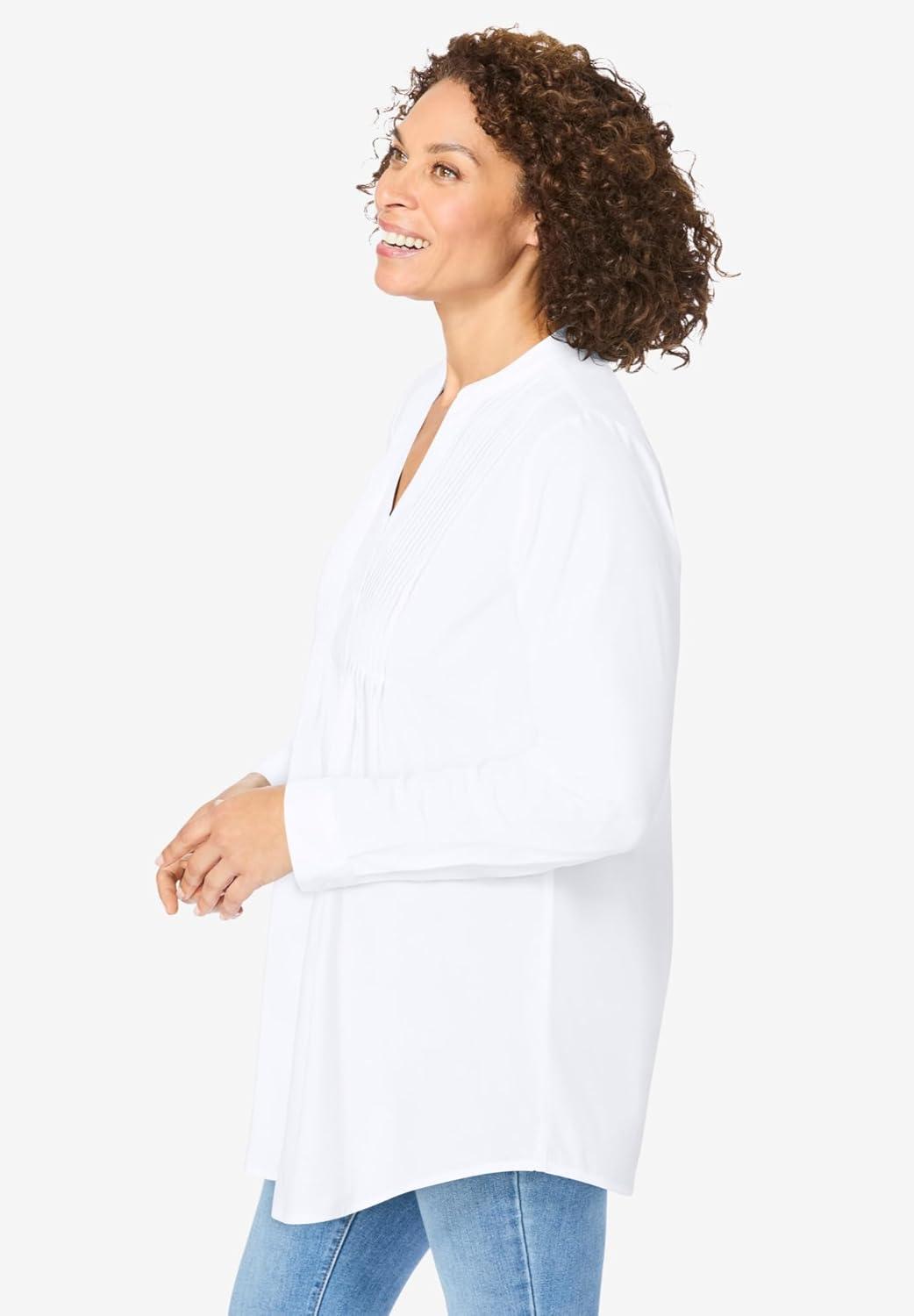 imageWoman Within Plus Size Perfect Pintuck TunicWhite