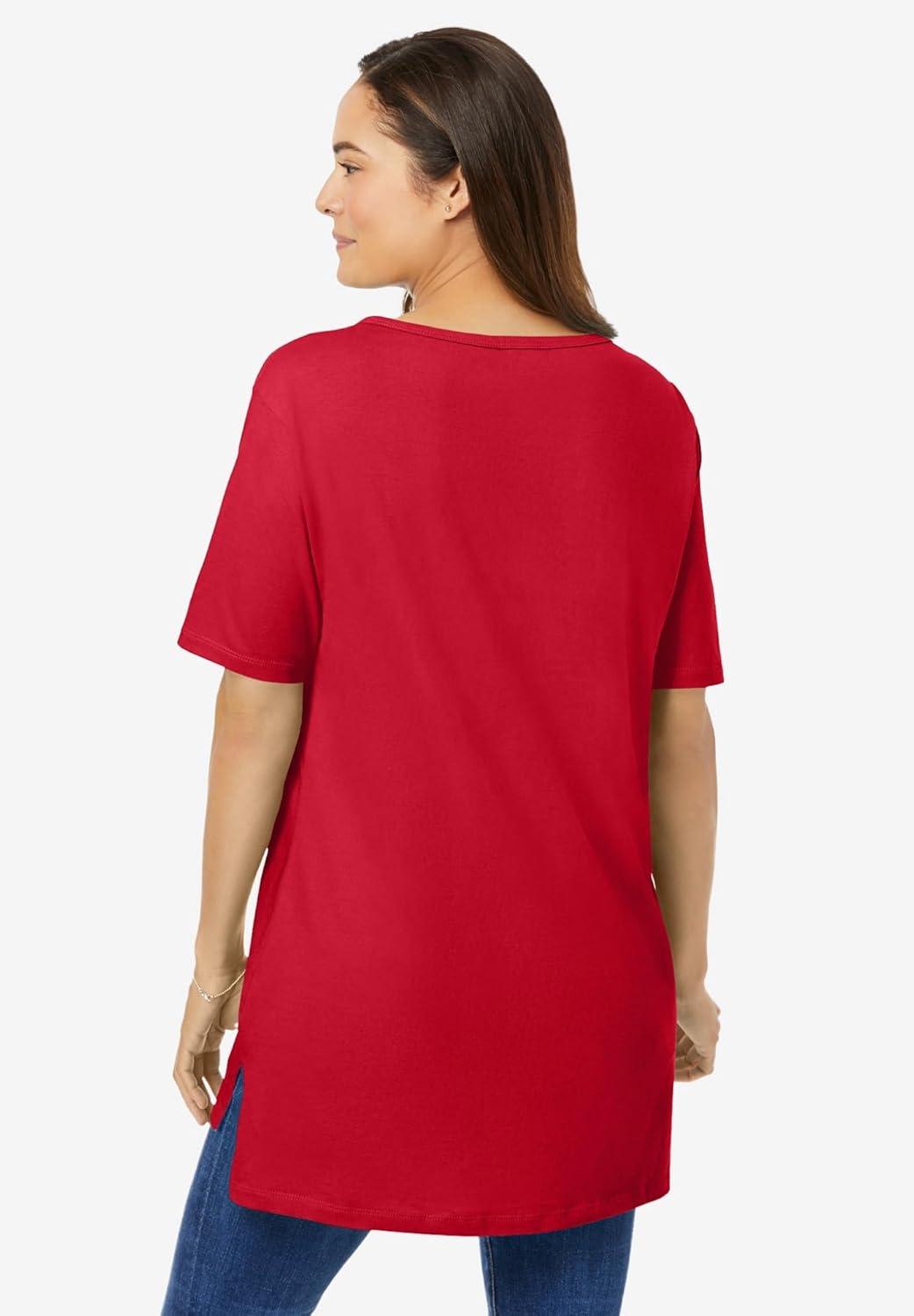 imageWoman Within Plus Size Perfect ShortSleeve Boatneck TunicClassic Red